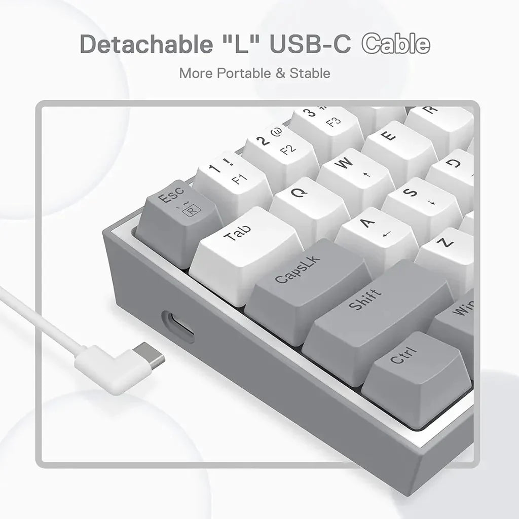 Redragon FIZZ K617 60% RGB Mechanical Keyboard with Red Switches (White & Gray)
