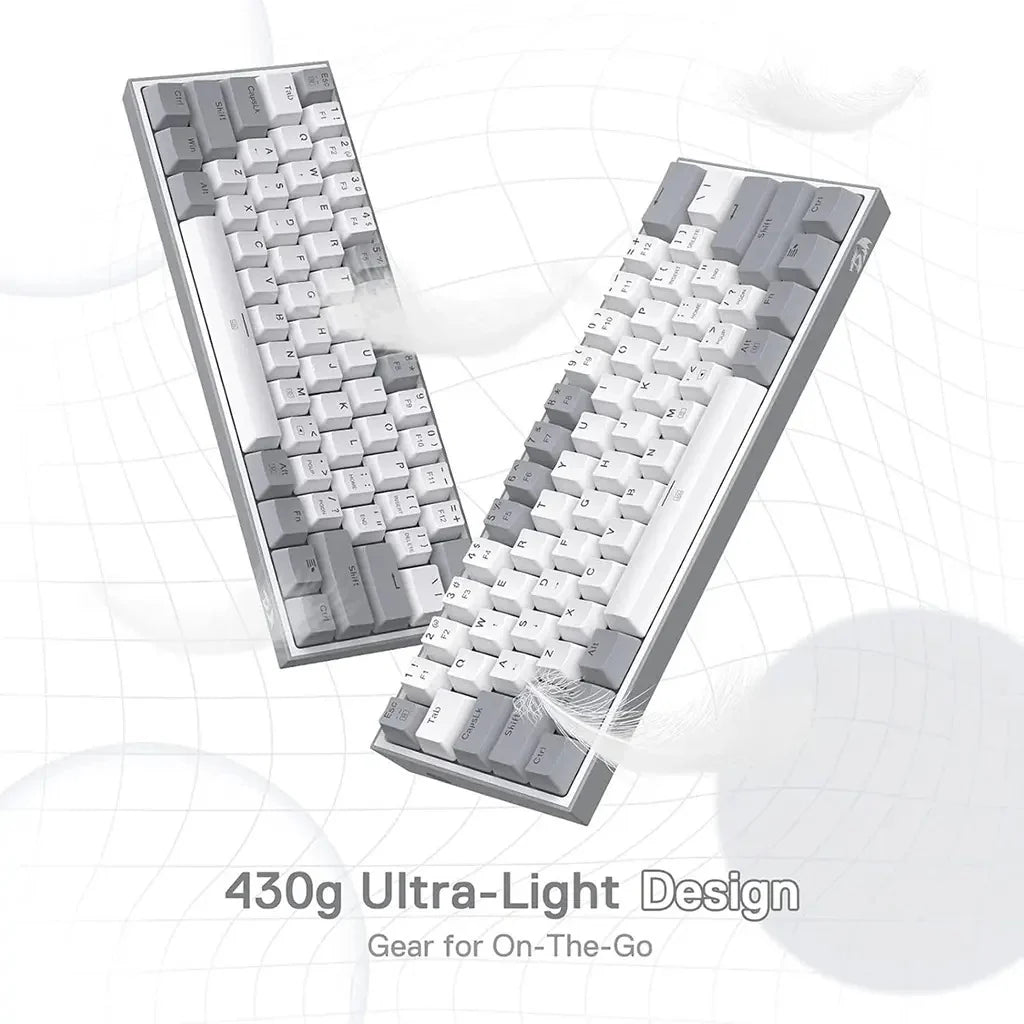 Redragon FIZZ K617 60% RGB Mechanical Keyboard with Red Switches (White & Gray)