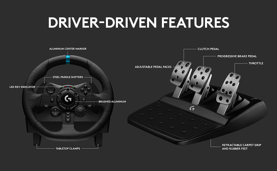 Logitech G923 Steering Wheel & Pedals TRUEFORCE Racing System